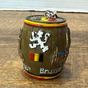 Vintage Old Key Chain Brussel Brugge Antwerp Gent Belgium Beer Barrel